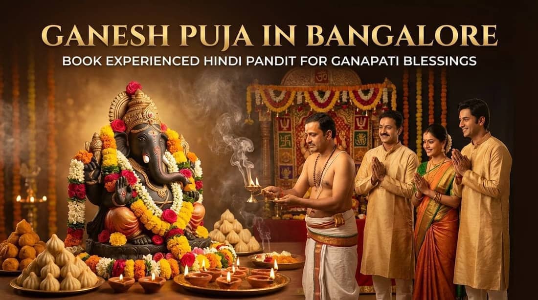 North Indian pandit in Bangalore conducting Ganesh Puja