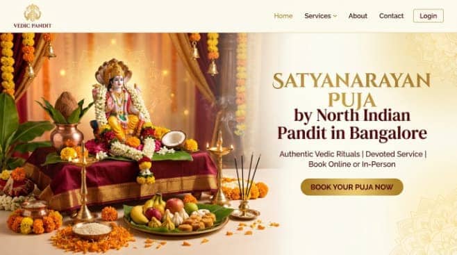 Satyanarayan Katha Bangalore with prasad setup by Hindi pandit